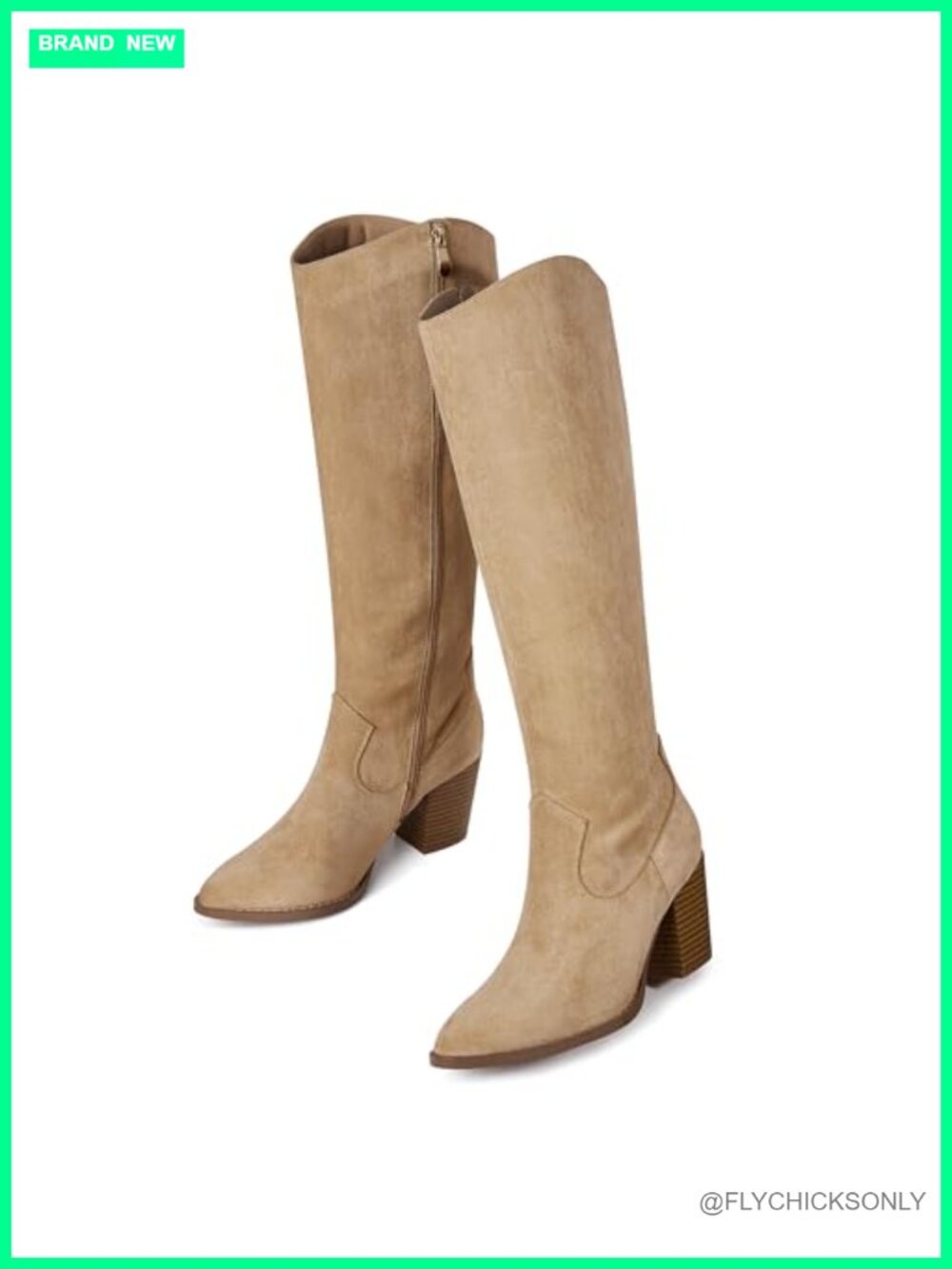 Suede Knee High Boots Pointed Toe Block Heel Party Dress Boots